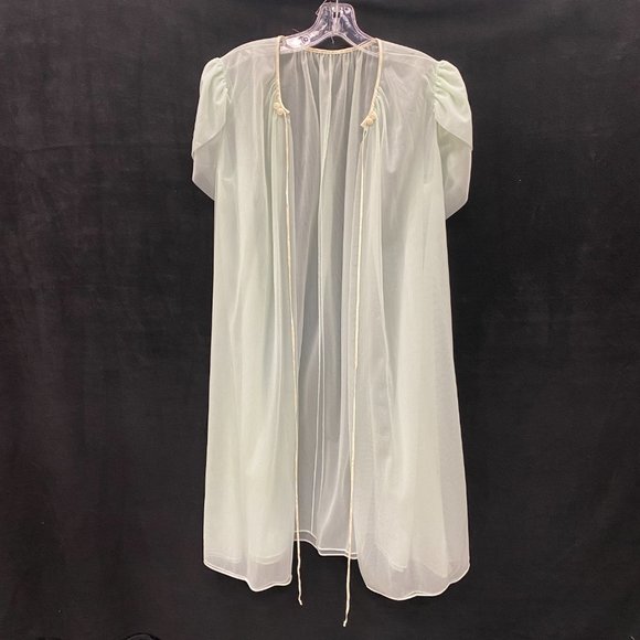 Vanity Fair- VINTAGE - 1960s 1970s Nightgown & Robe 2PC Set- Mint Green - Sz S - Picture 11 of 16